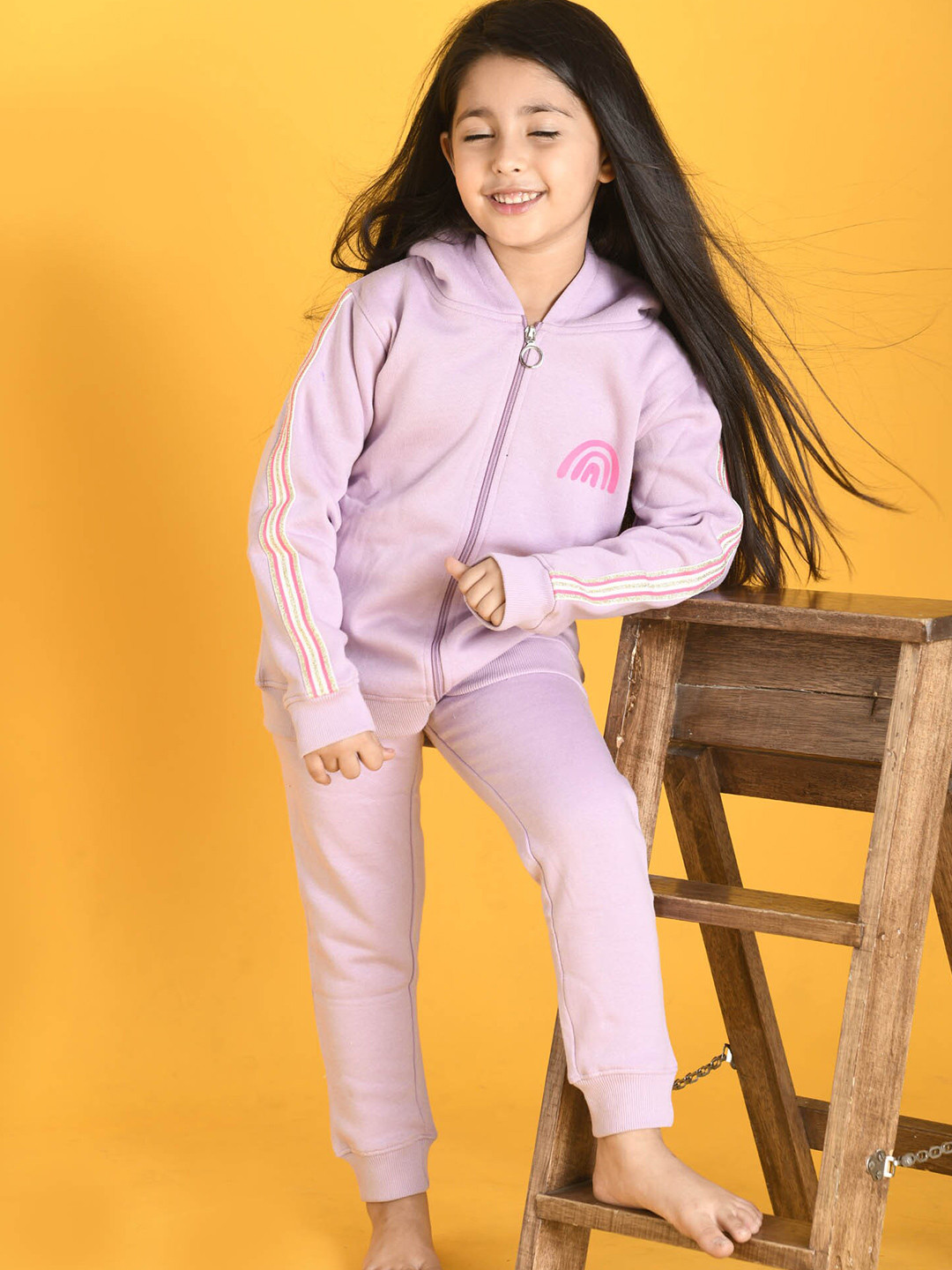 

Anthrilo Girls Purple & Off White Printed Shirt with Trousers