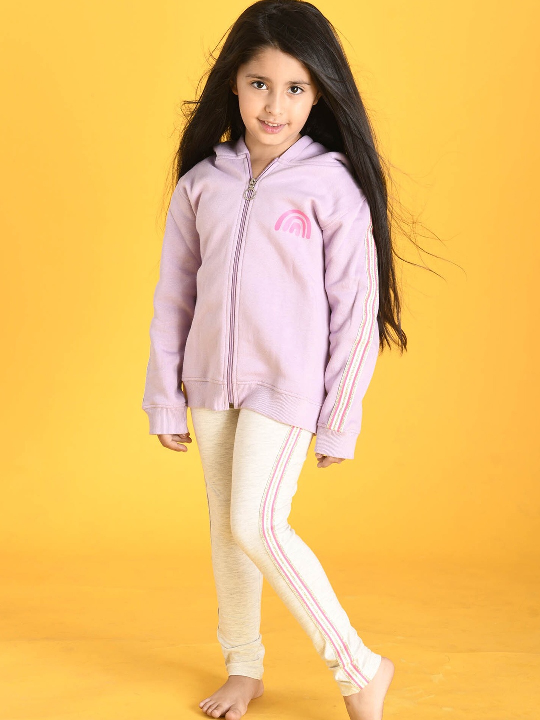 

Anthrilo Girls Purple & Grey Printed Shirt with Leggings