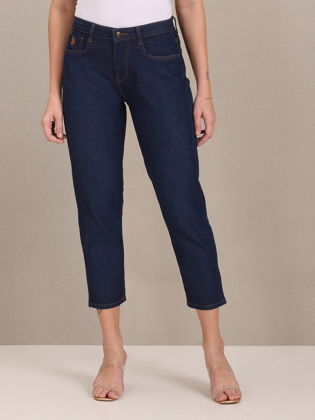 

U S Polo Assn Women Women Blue Mom Fit Stretchable Jeans