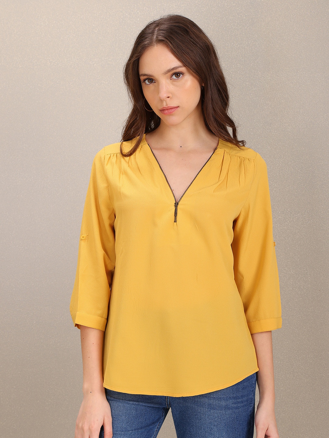 

U S Polo Assn Women Yellow V-Neck Top