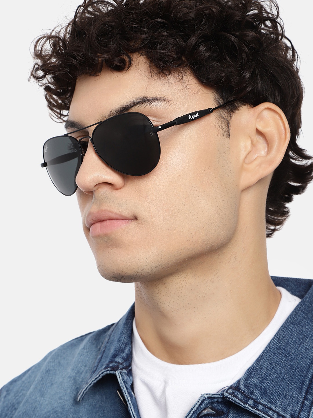 

RESIST EYEWEAR Unisex Aviator Sunglasses with UV Protected Lens, Black