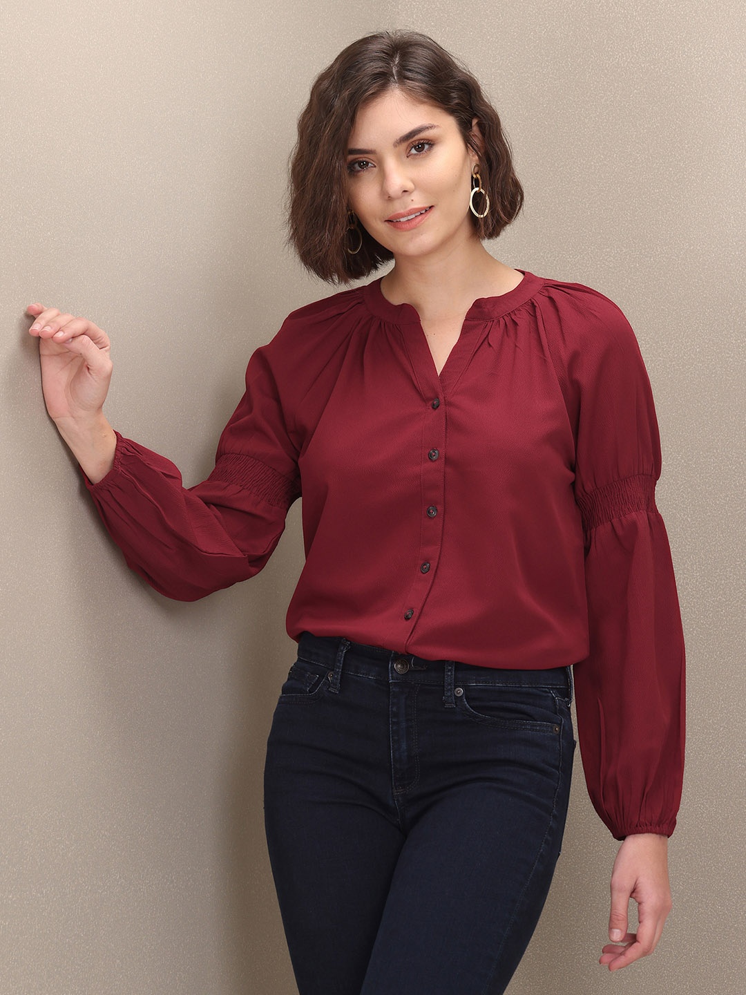

U S Polo Assn Women Maroon Solid Top
