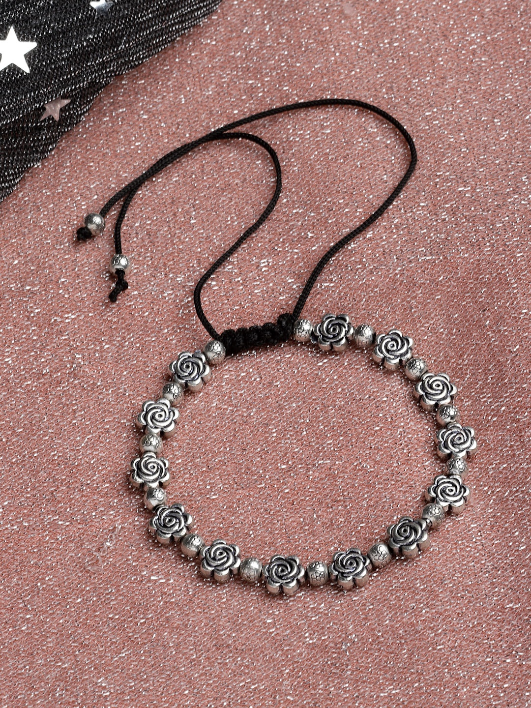 

PANASH Women German Silver Oxidised Charm Bracelet