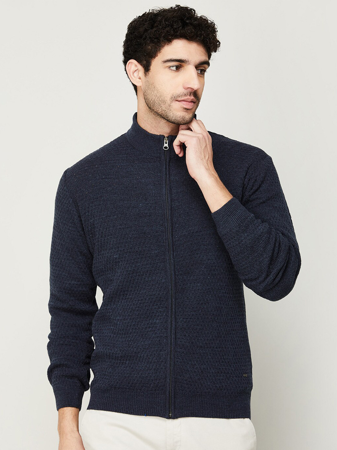 

CODE by Lifestyle Men Front-Open Acrylic Sweater, Navy blue
