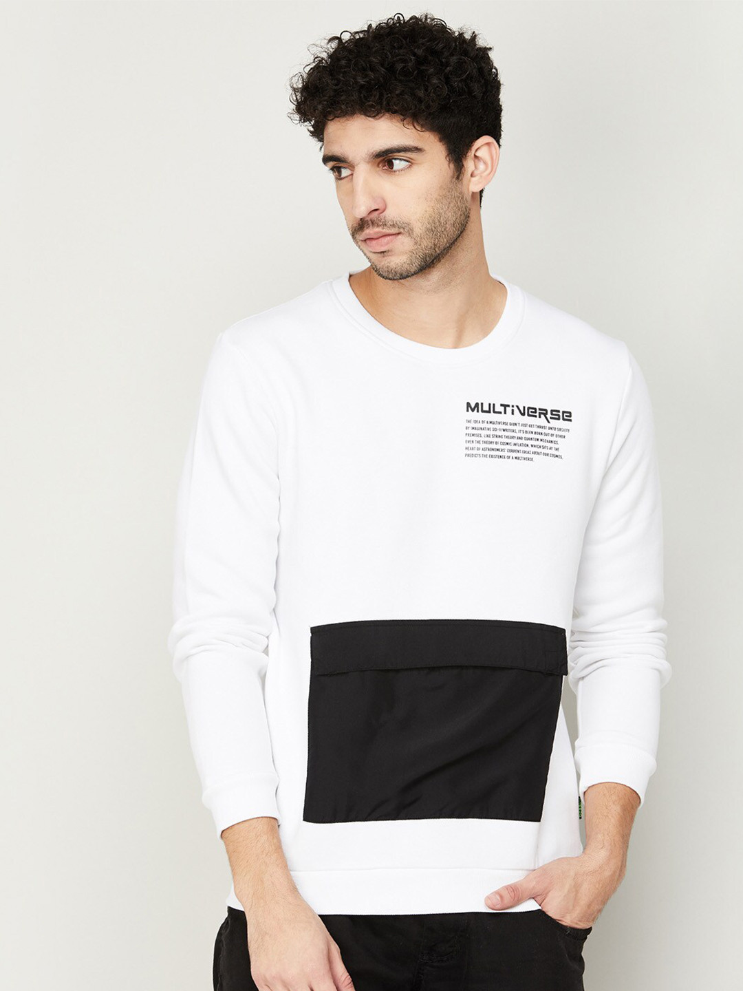 

Bossini Men White Colourblocked Sweatshirt