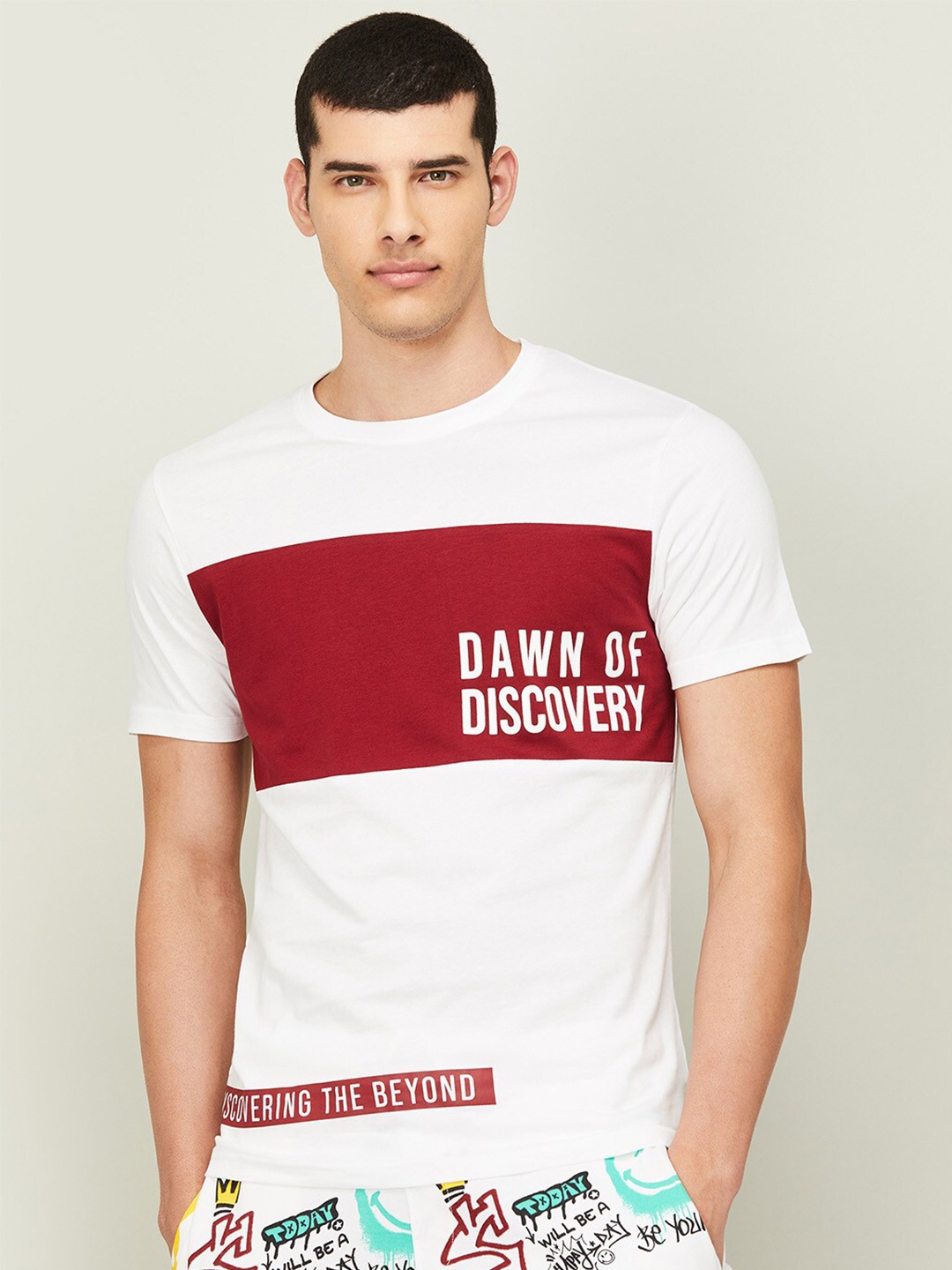 

Bossini Men White Typography Printed Pure Cotton T-shirt