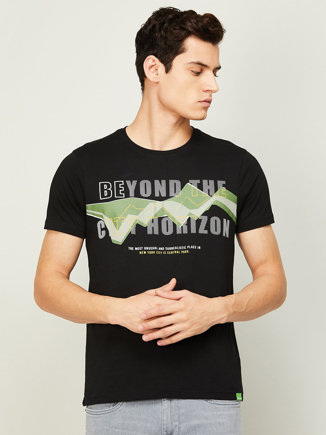 

Bossini Men Black Typography Printed Pure Cotton T-shirt