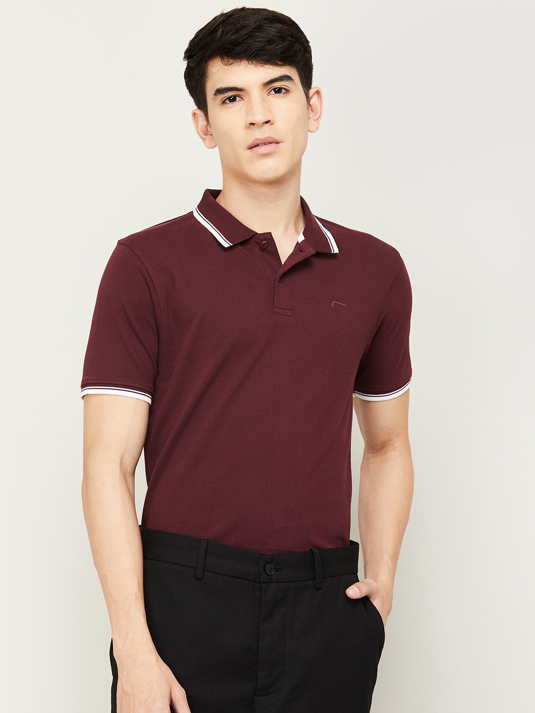 

Fame Forever by Lifestyle Men Red Polo Collar T-shirt