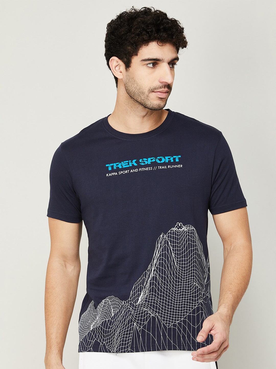 

Kappa Men Navy Blue Typography Printed Pure Cotton T-shirt