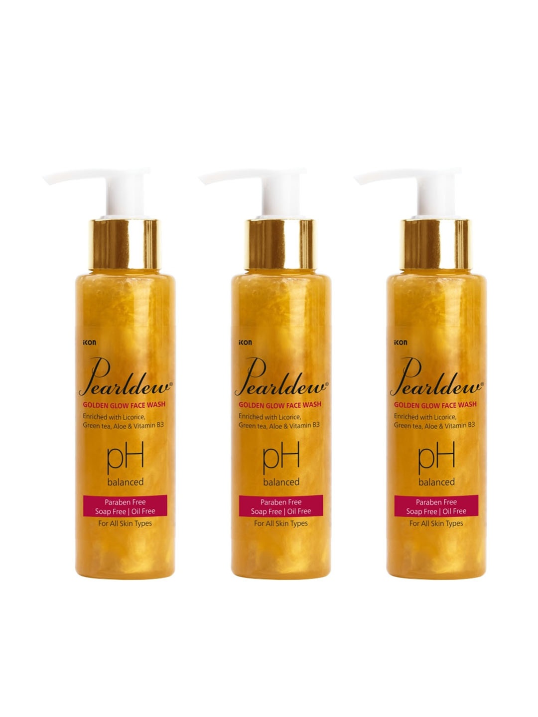 

Pearldew Set of 3 Golden Glow Face Wash, Na