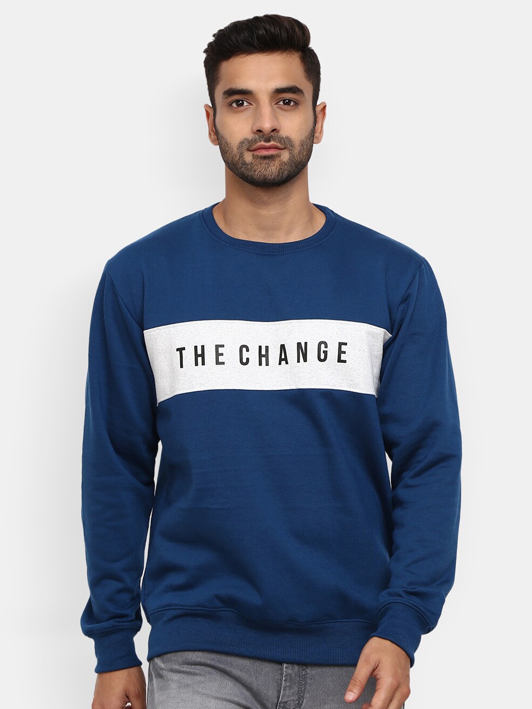 

V-Mart Men Blue Printed Sweatshirt