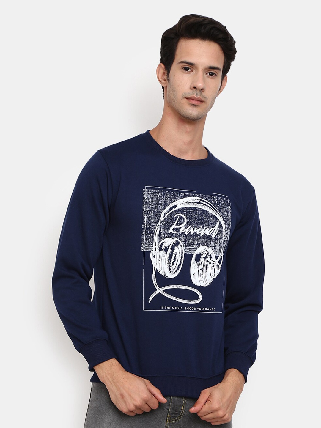 

V-Mart Men Blue Printed Sweatshirt