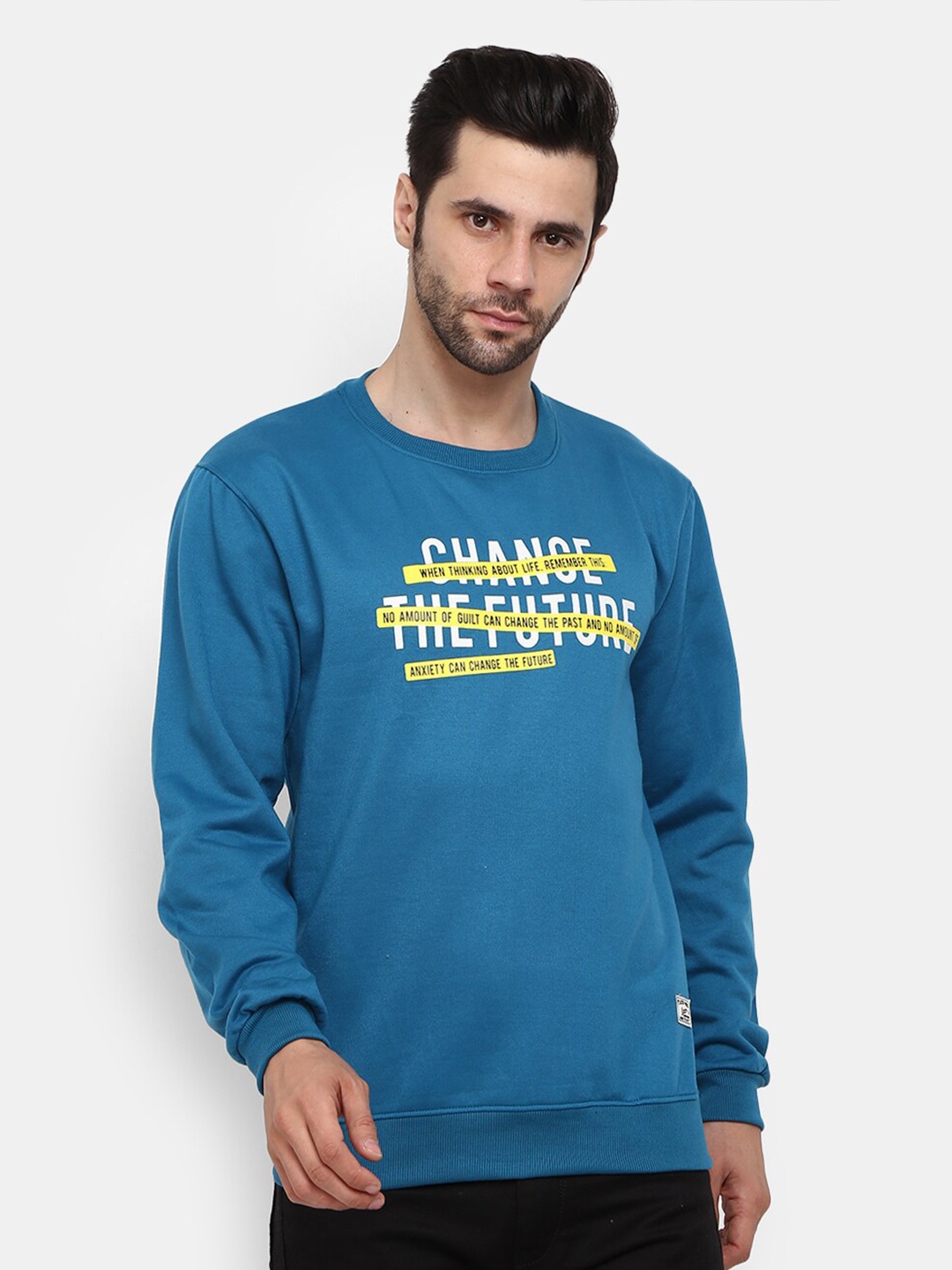 

V-Mart Men Teal Printed Sweatshirt