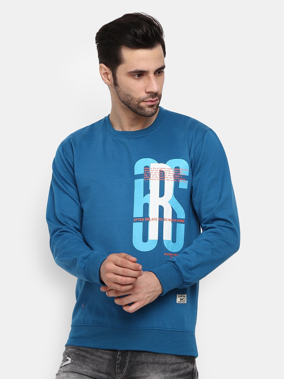 

V-Mart Men Teal Printed Sweatshirt