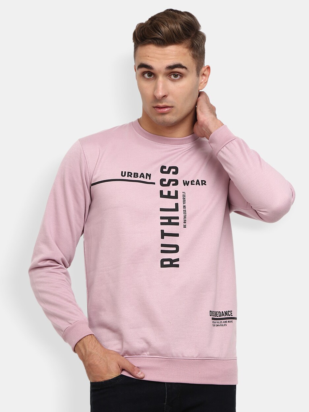

V-Mart Men Pink Printed Sweatshirt
