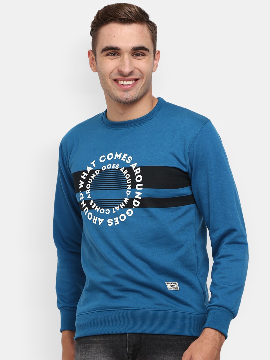 

V-Mart Men Teal Printed Sweatshirt