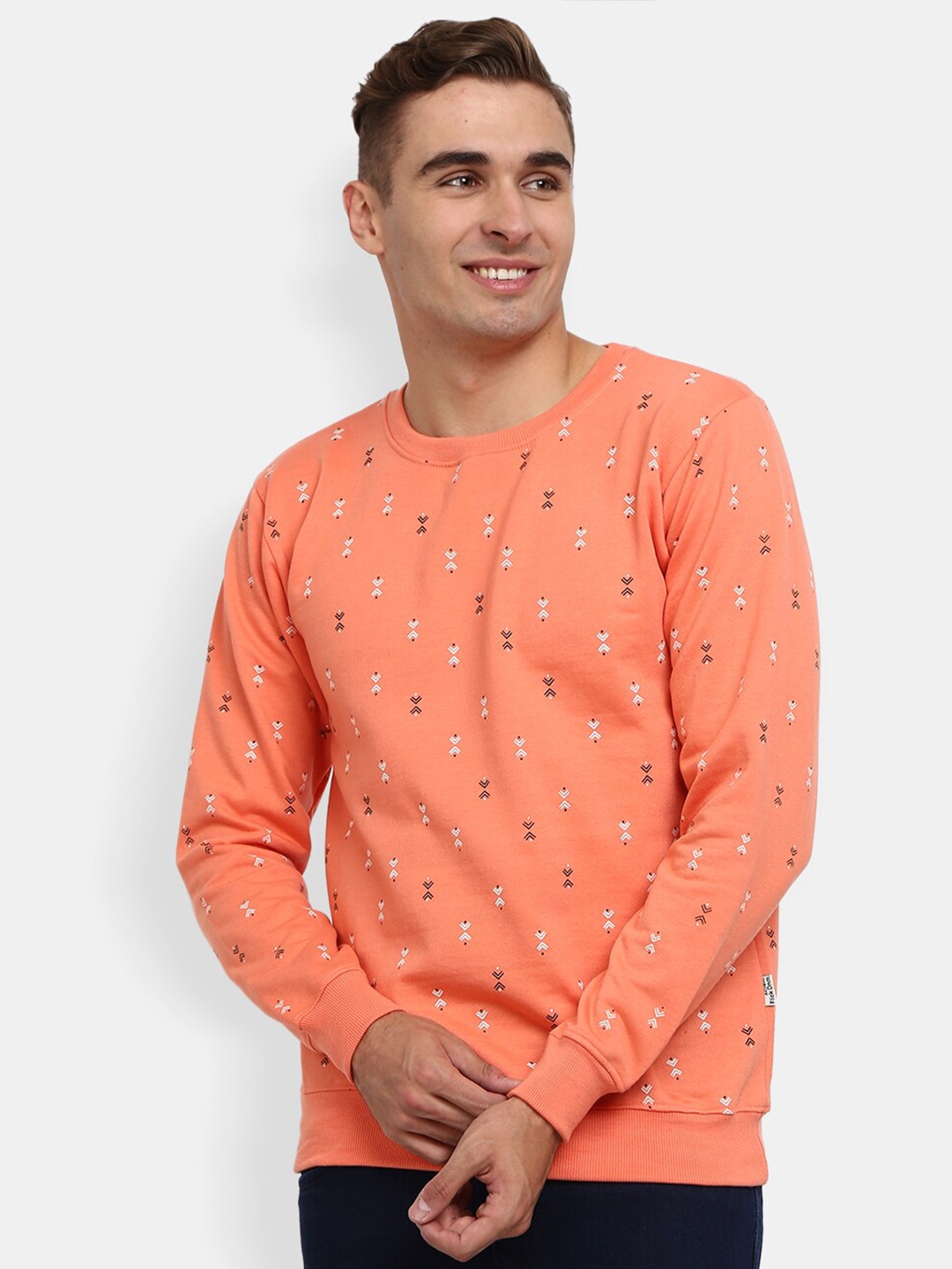 

V-Mart Men Peach-Coloured Printed Sweatshirt