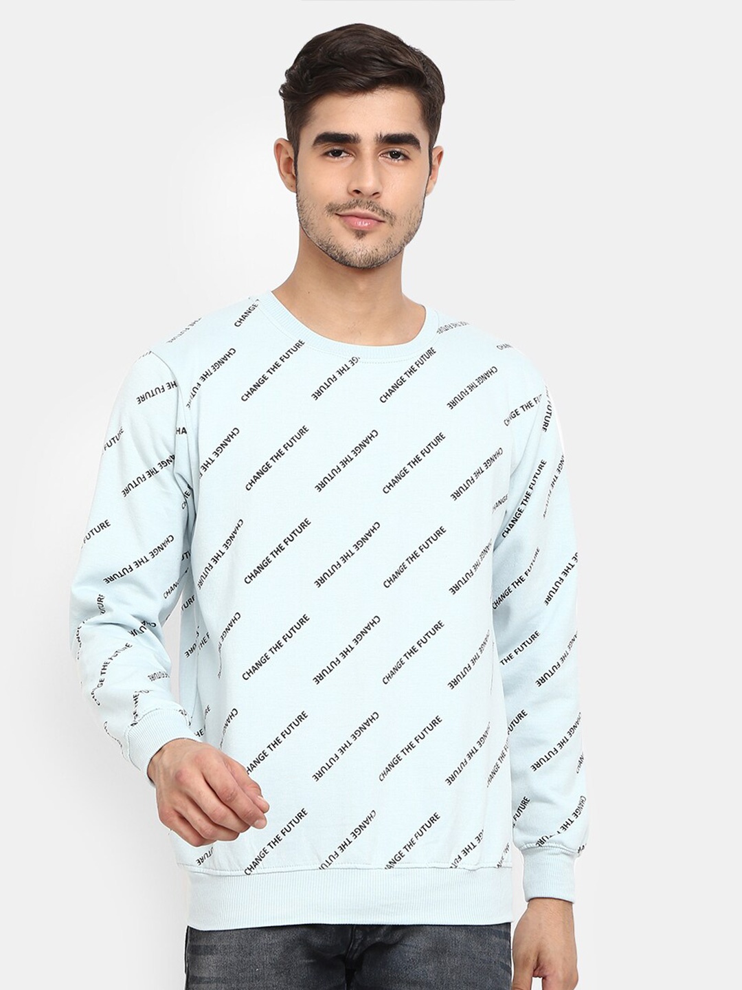 

V-Mart Men Blue Printed Sweatshirt