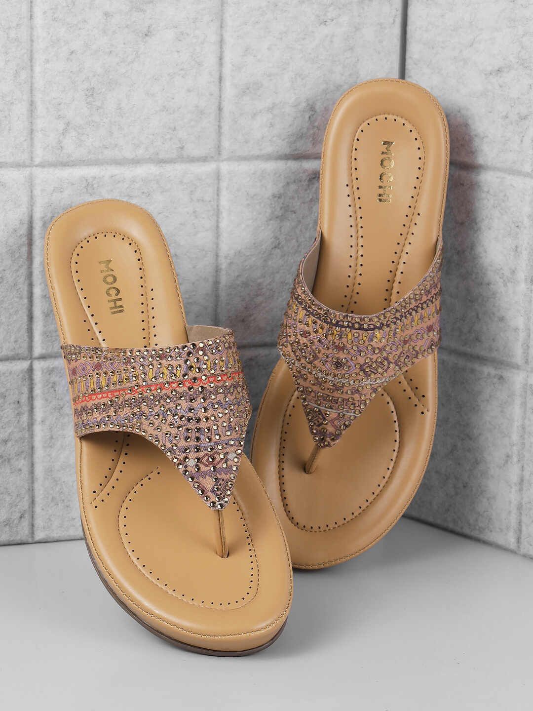 

Mochi Women Embellished Heel Sandals, Beige