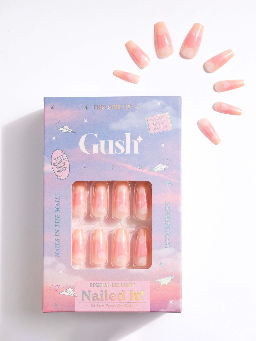 

Gush Beauty Nailed It 24Pcs Medium Square Press On Nails - Cotton Candy, Pink