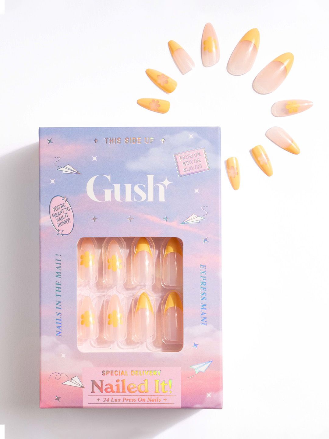 

Gush Beauty 24-Pcs Nailed It Press On Nails - Summer Flowers, Yellow