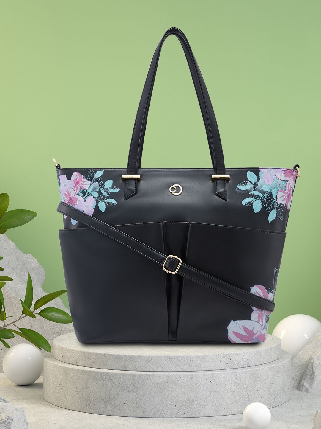 

Caprese Printed Structured Shoulder Bag, Black