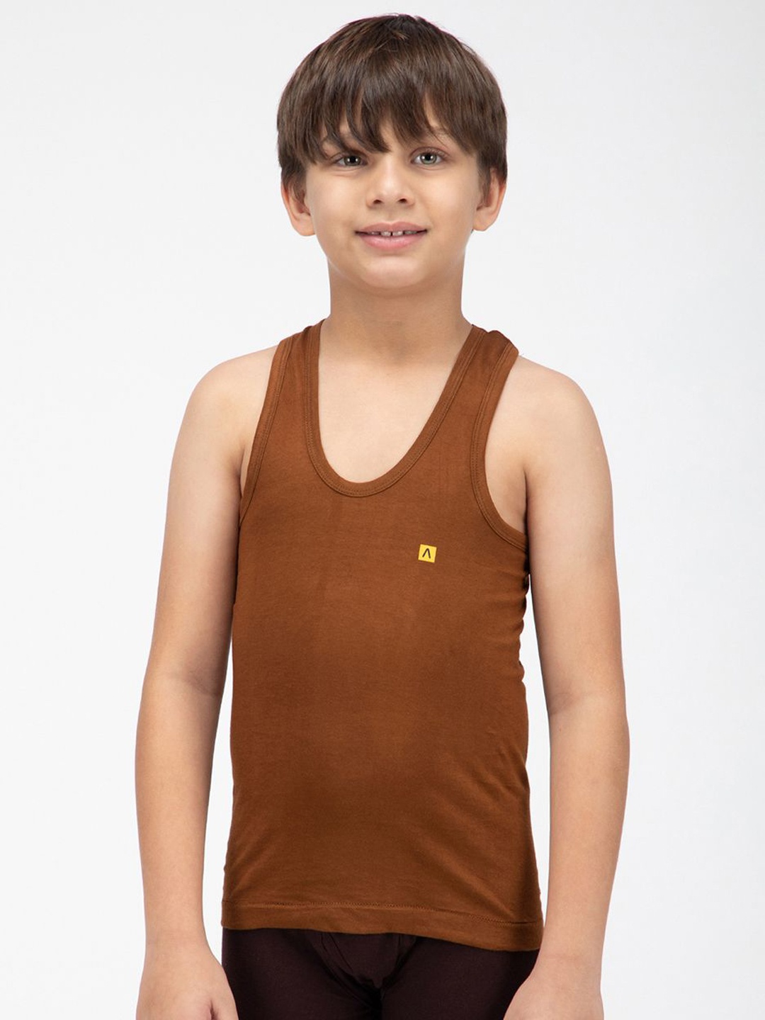 

AMUL COMFY Boys Scoop Neck Innerwear Vests, Brown