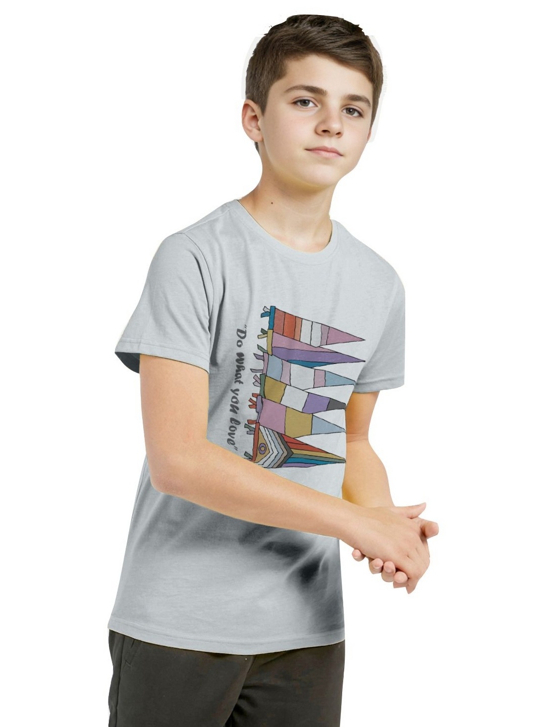 

BAESD Boys Graphic Printed Round Neck Cotton T-shirt, Grey