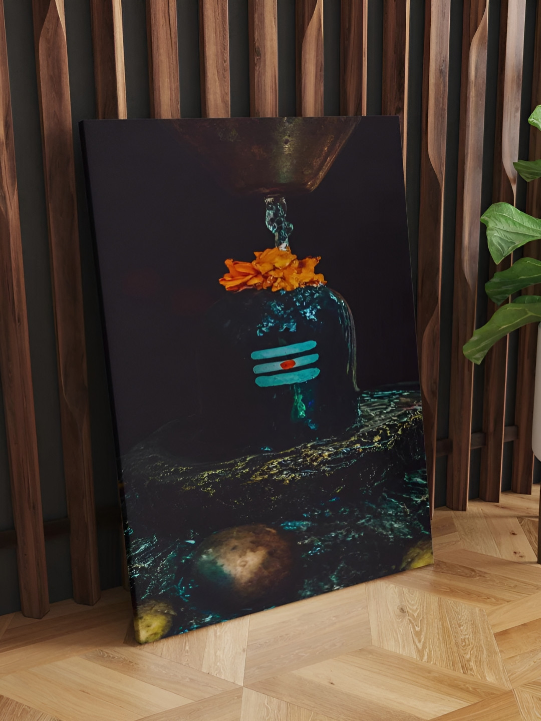 

CLAWCRAFTS Black and Orange-Colored Wooden Religious Wall Painting