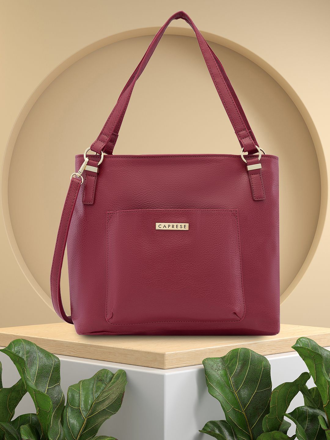 

Caprese PU Structured Shoulder Bag with Applique, Burgundy