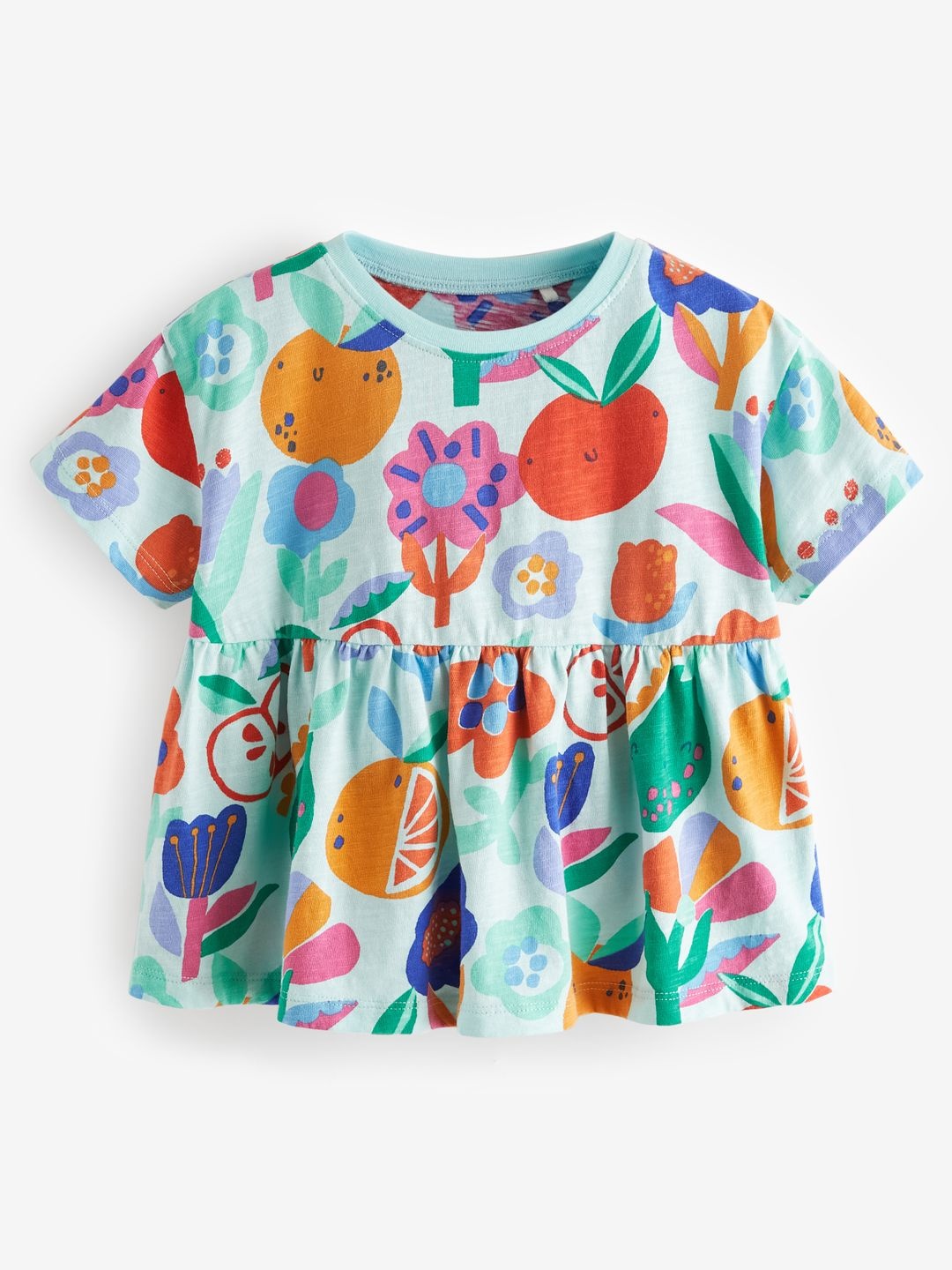 

NEXT Girls Floral Print Pure Cotton Empire Top, Multi