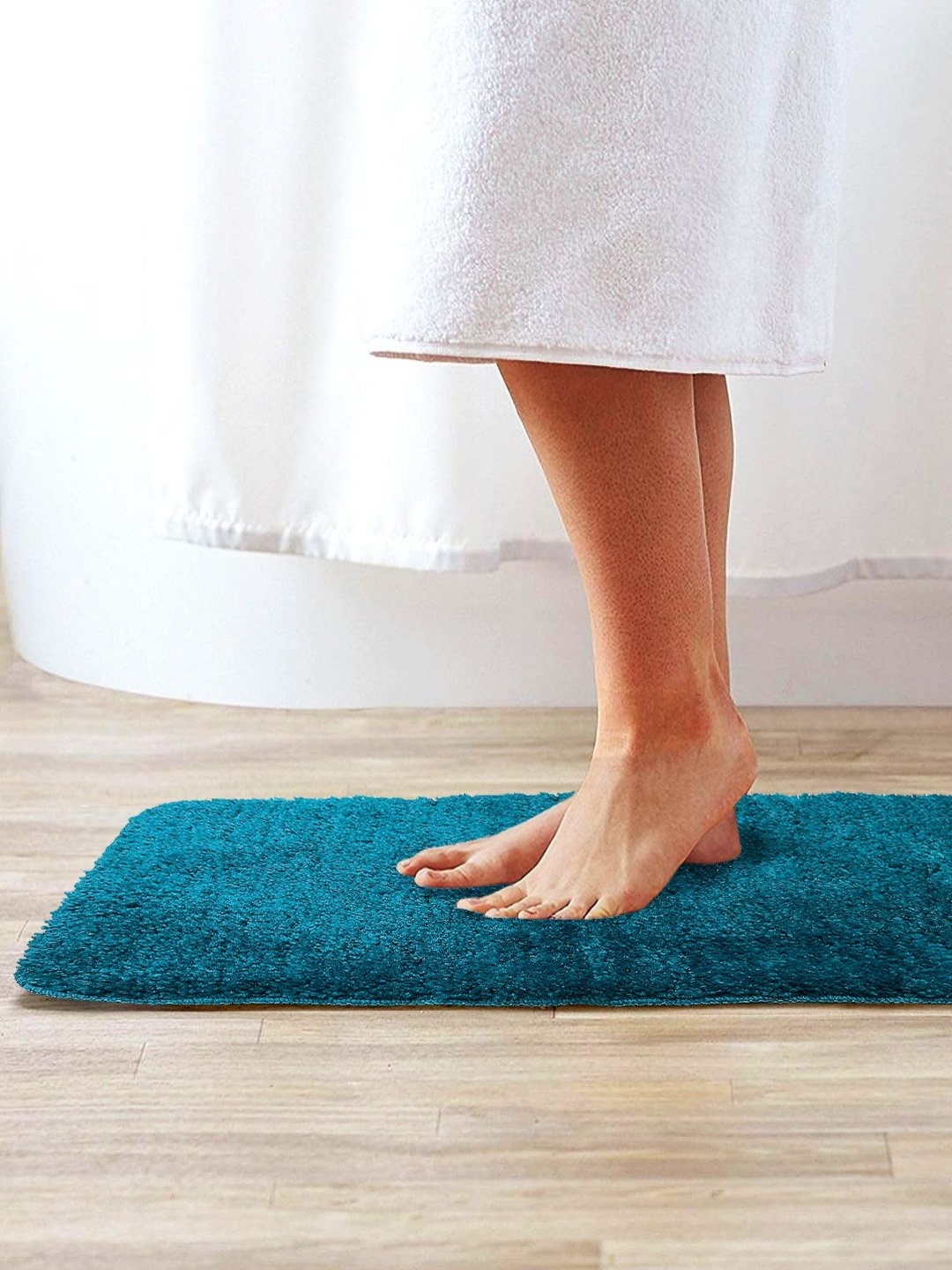 

KOPA Blue Cotton 1000 GSM Anti-Skid Bath Rugs, Turquoise blue