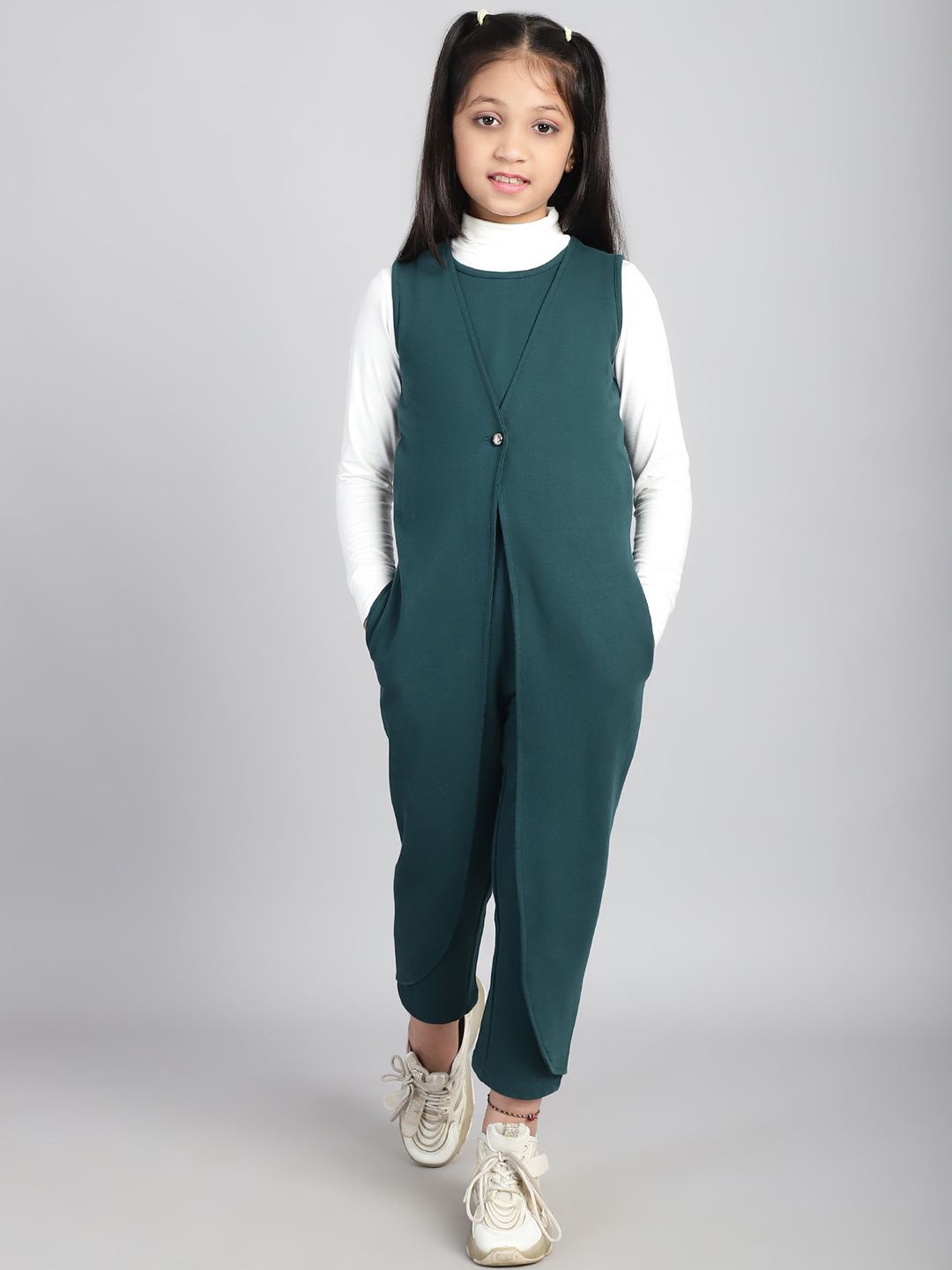 

Baawri Girls Cotton Basic Jumpsuit, Teal