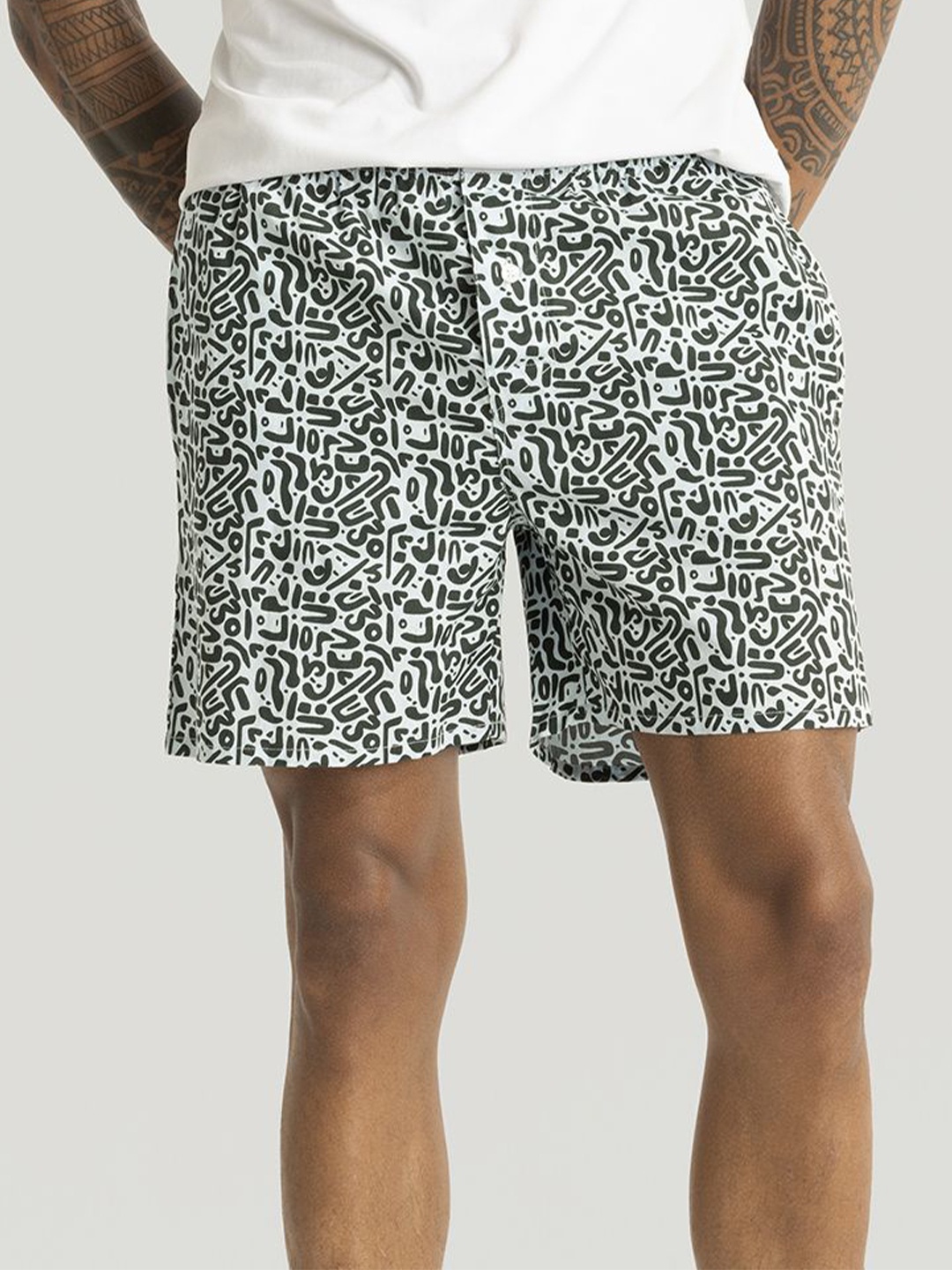 

Snitch Printed Pure Cotton Boxers 4MSBX9250-02-L, Black