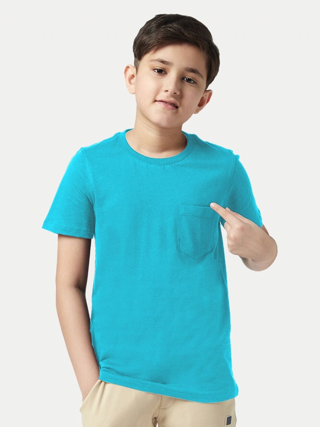 

BAESD Boys Solid Round Neck Cotton T-shirt, Blue