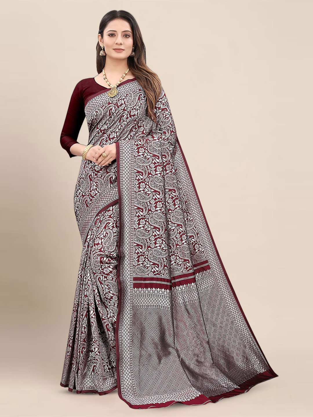 

Aldwych Woven Design Zari Banarasi Saree, Maroon