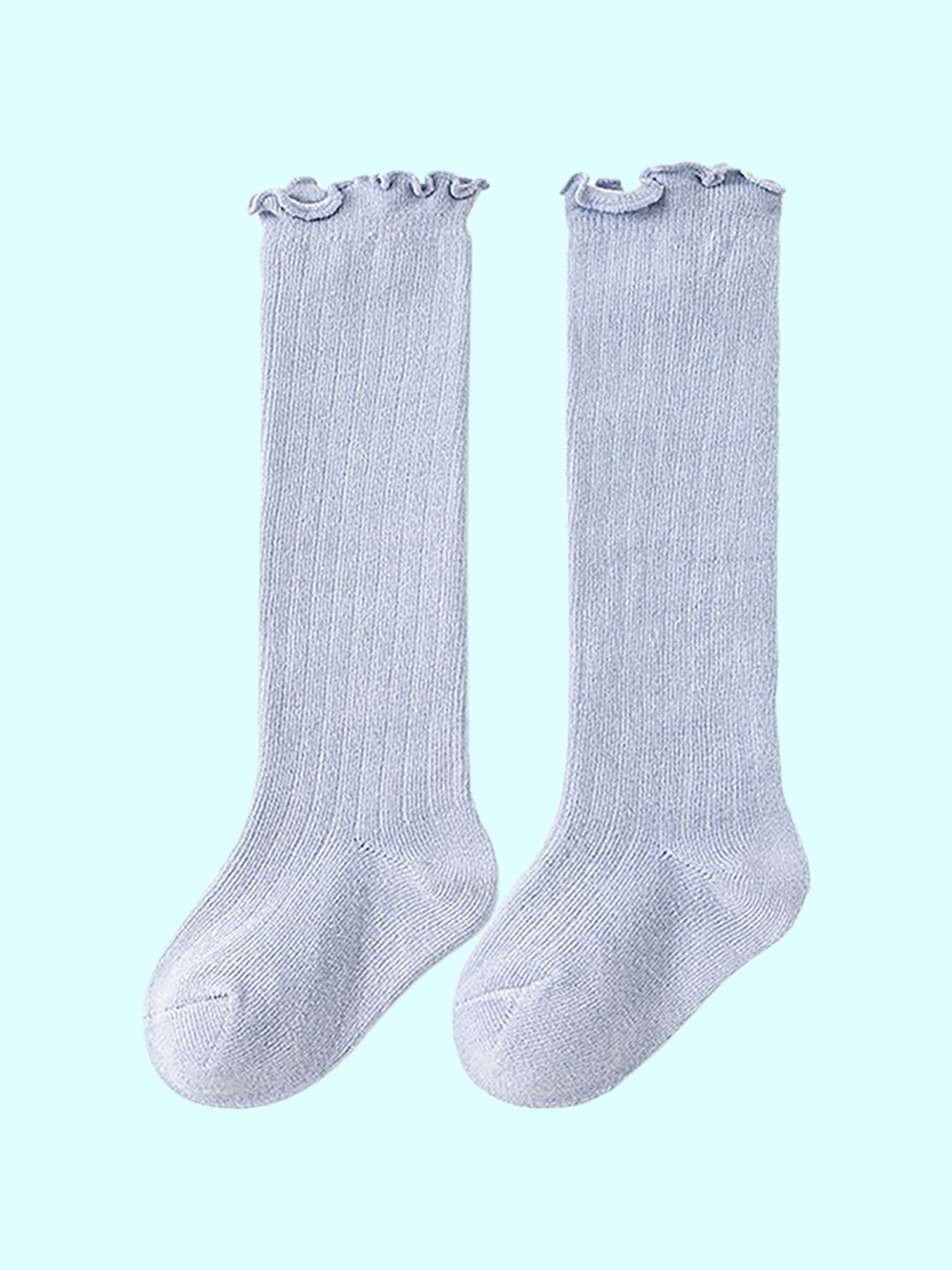 

SYGA Kids Soft & Cozy Cotton Patterned Above Knee-Length Socks, Grey