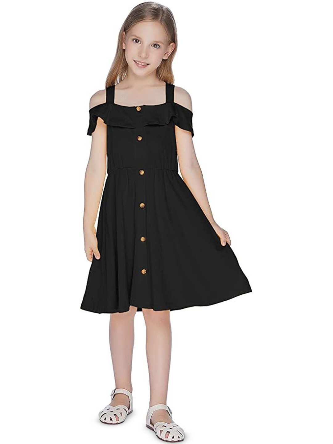 

FAIRY DOLLS Cold-Shoulder A-Line Dress, Black