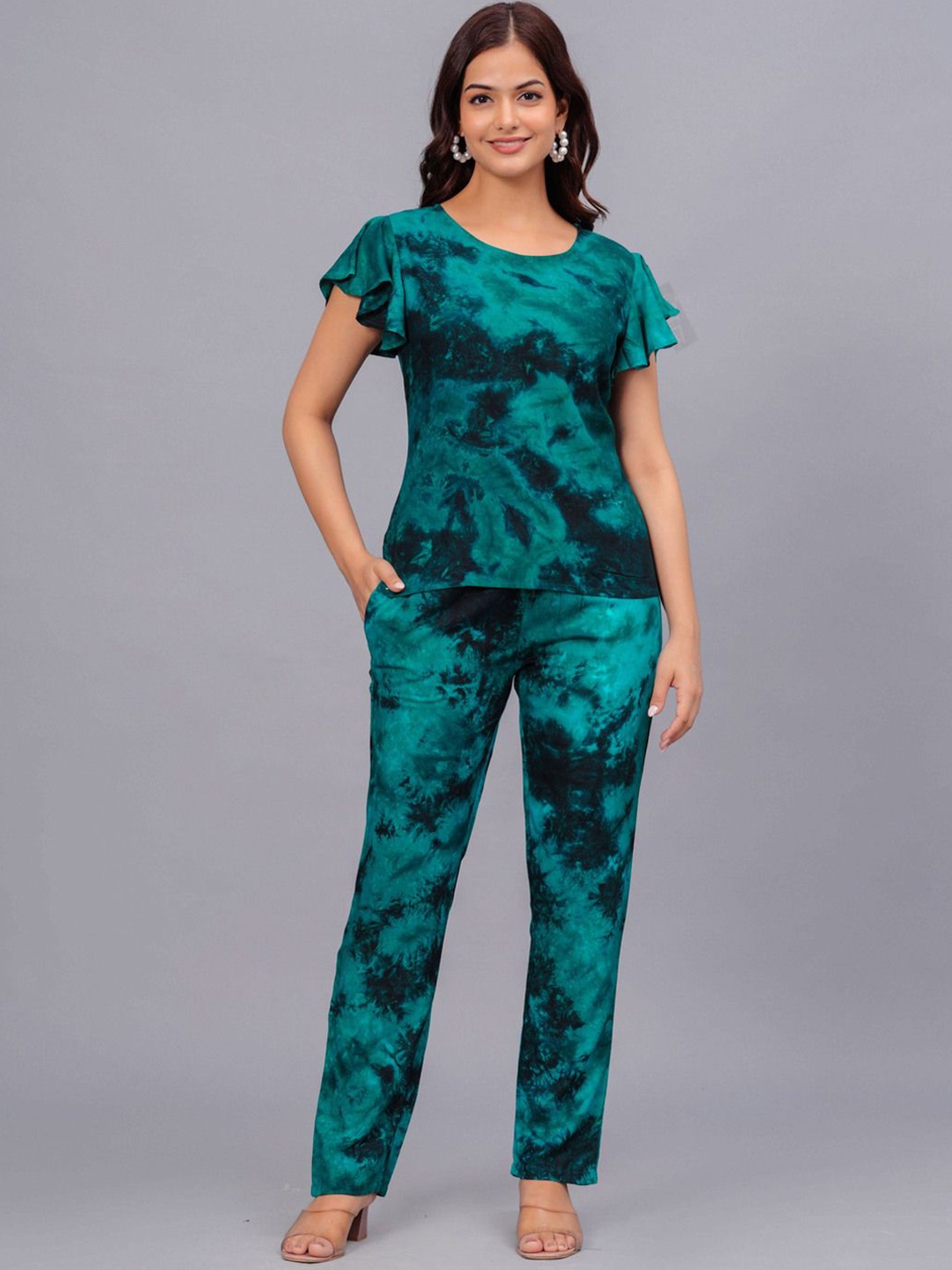 

Bachuu Tie & Dye Top With Trouser, Sea green