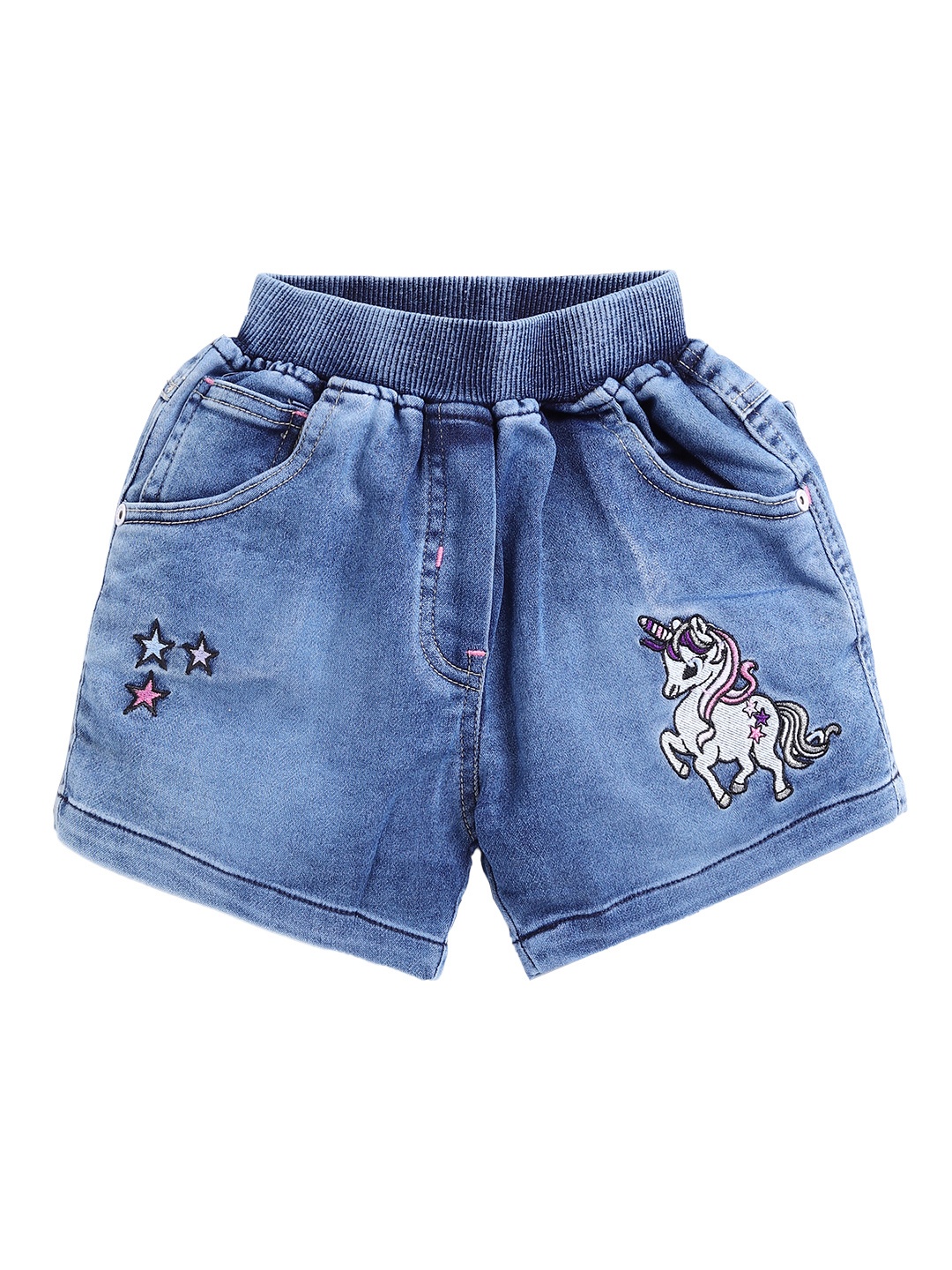 

Here&Now X Denikid Girls Pure Cotton Embroidered Denim Shorts, Blue