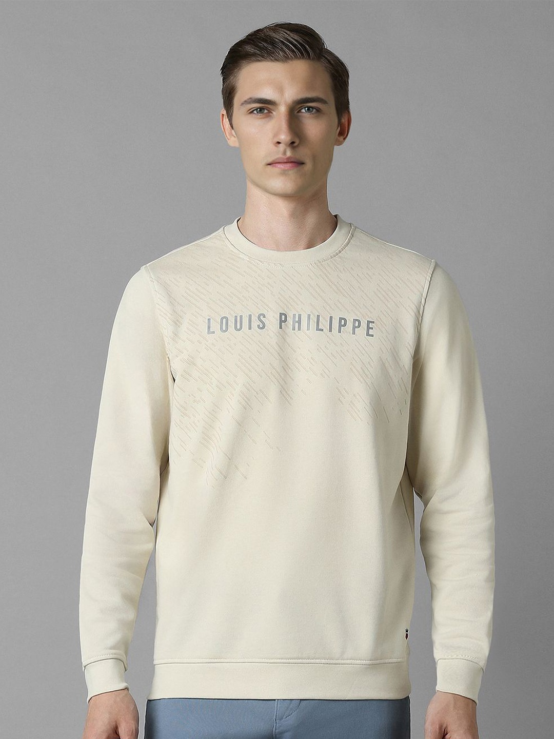 

Louis Philippe Sport Men Brand Logo Printed Sweatshirt, Cream