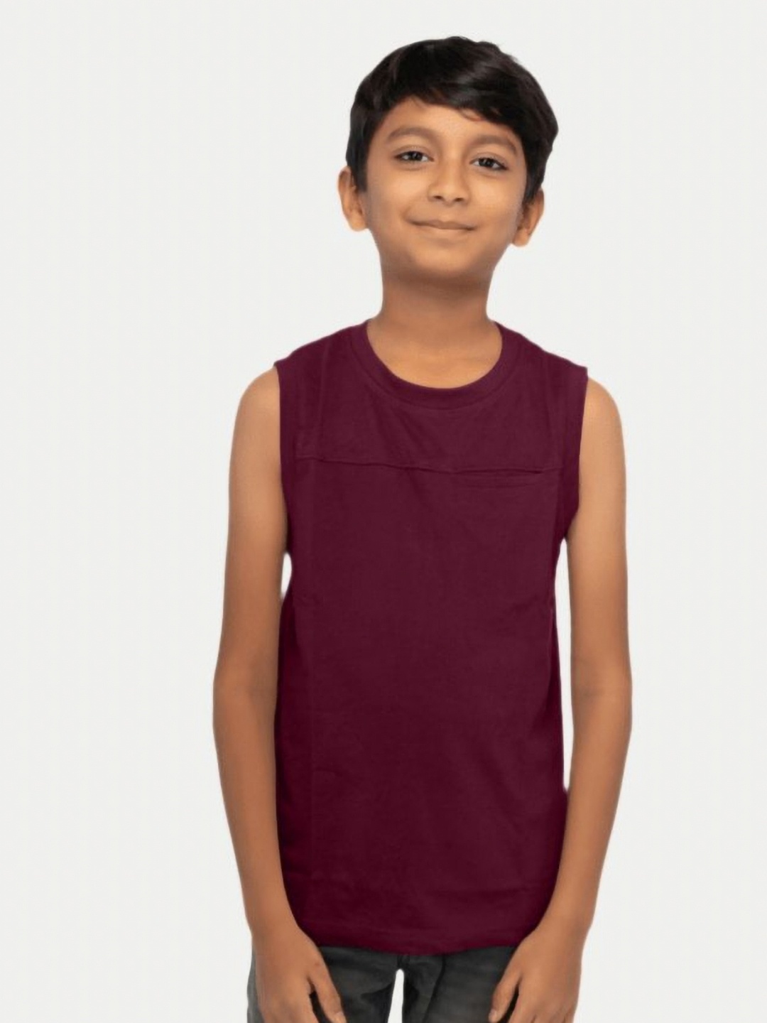 

BAESD Boys Solid Round Neck Cotton T-shirt, Maroon
