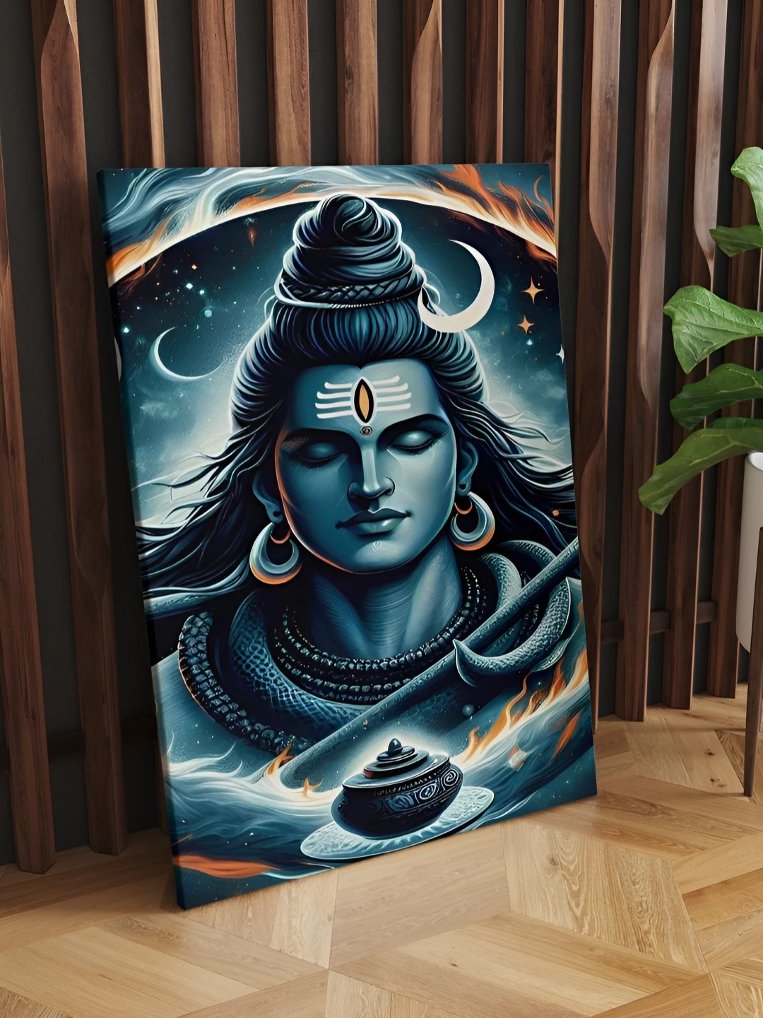 

CLAWCRAFTS Grey and White Wooden Religious Wall Painting