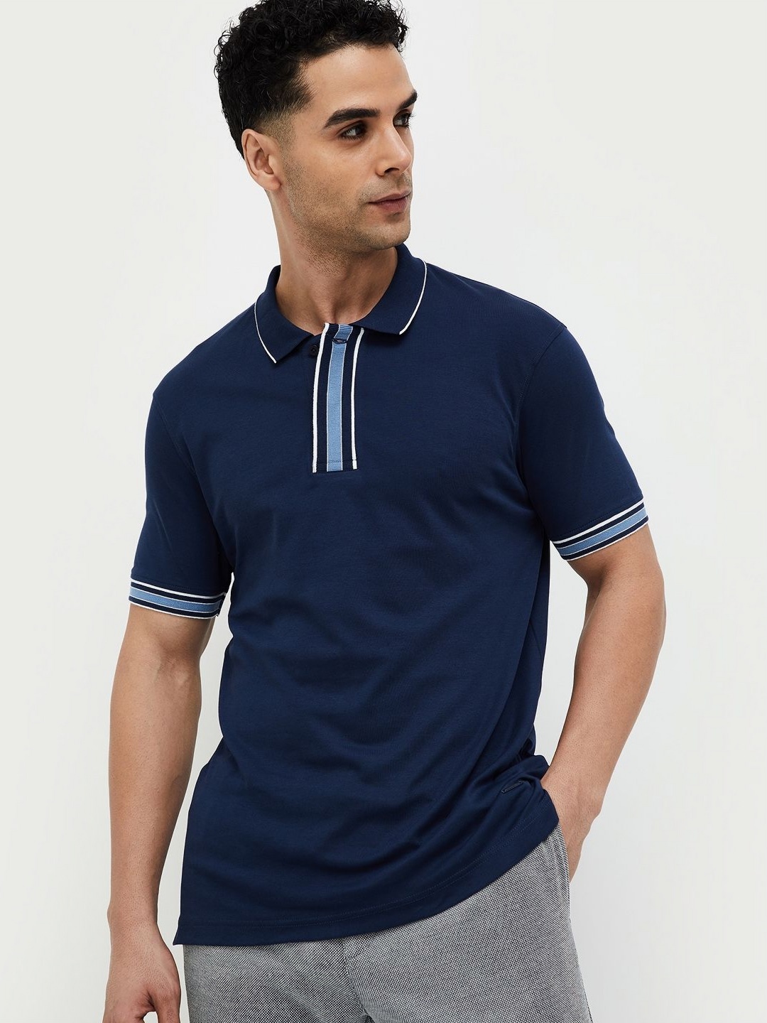 

CODE by Lifestyle Men Solid Polo Collar Cotton T-shirt, Blue