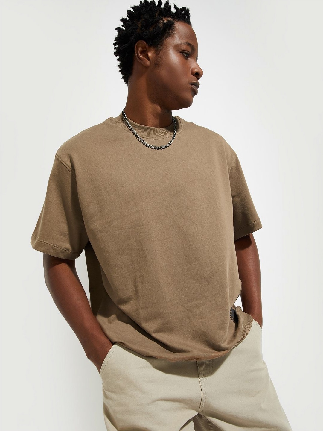 

max URB_N Men Back Printed Oversized T-shirt, Brown