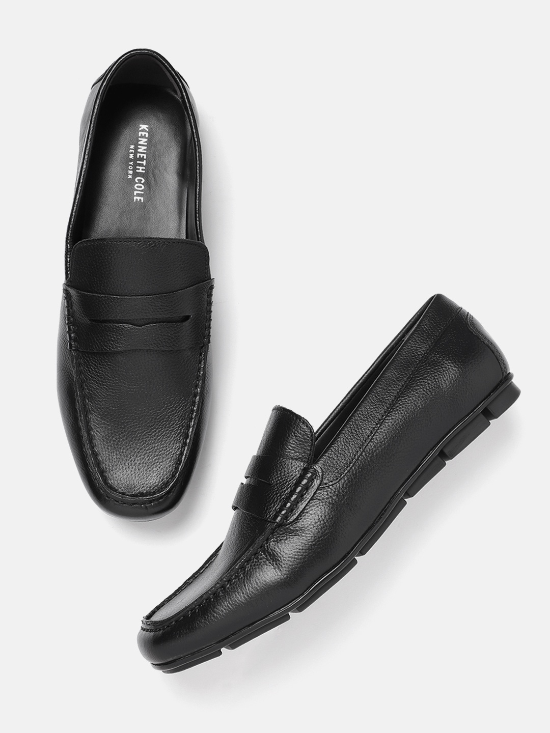 

Kenneth Cole Men Leather Formal Penny Loafers, Black
