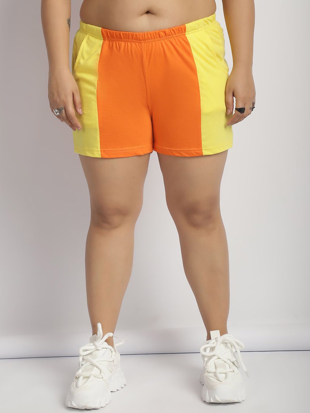 

thkgrlz Women High-Rise Sports Shorts, Orange