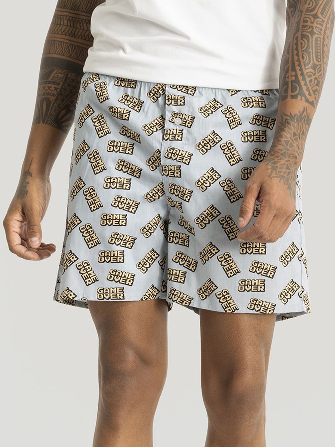 

Snitch Game Over Printed Pure Cotton Boxers 4MSBX9239-01-S, Grey