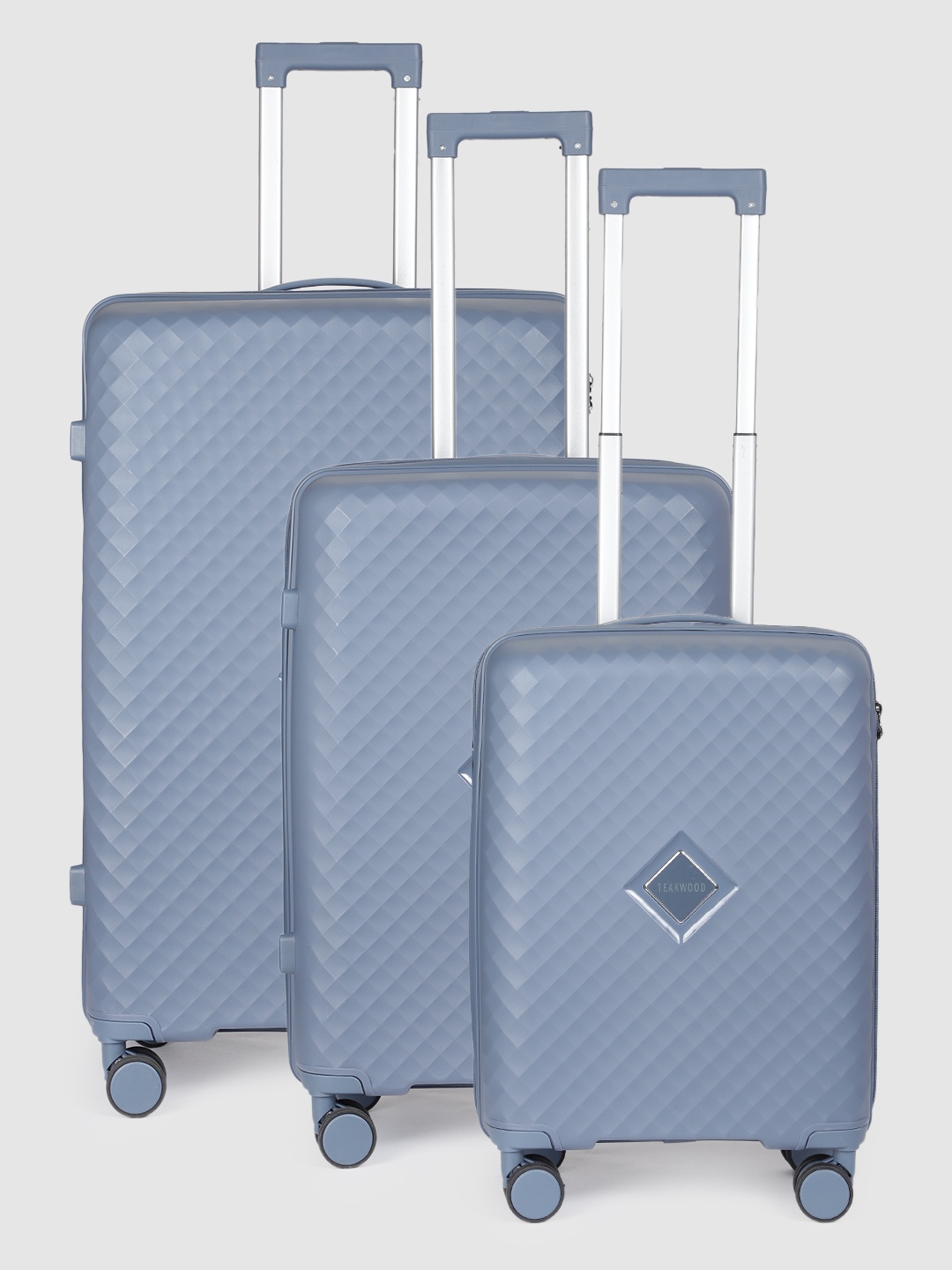 

Teakwood Leathers SQUARE Set of 3 Powed Hard Sided Trolley Bag 191L, Blue