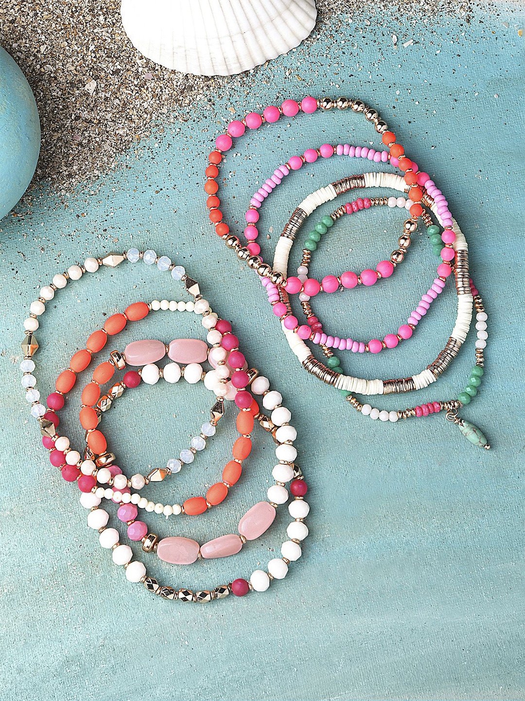 

Accessorize Set Of 8 Beaded Stretch Bracelets, White